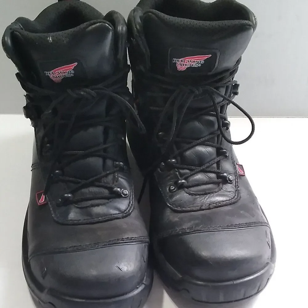 Red Wing Shoes Work Boots Safety Toe EH Rated Black Leather USA Made‎ 10.5